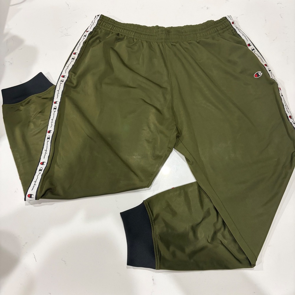 Vintage Champion Mens Olive Green Track Pants Joggers 3XL Athletic Sweatpants